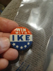 Win With IKE Dwight Eisenhower pinback button pin - Picture 1 of 2