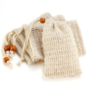 Soap Bag, Natural Sisal Saver Bag Pouch Mesh Net Waste Beige (4 Packs) - Picture 1 of 8