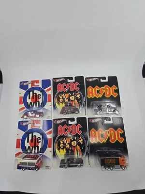 JUEGO DE 6 BANDAS DE ROCK HOT WHEELS CULTURA POP WHO KISS AC/DC REAL RIDERS METAL RRs Foto 1 de 4