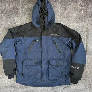 Men's Bass Pro Shops Pro Qualifier Gore Tex Hooded Navy Blue Fishing Jacket Sz L - Picture 1 of 5