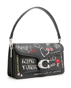 AUTÉNTICO NUEVO CON ETIQUETAS $595 COACH Tabby 26 Bolso Bandolera de Hombro de Cuero Estampado de Bocetos-Negro - Imagen 1 de 20