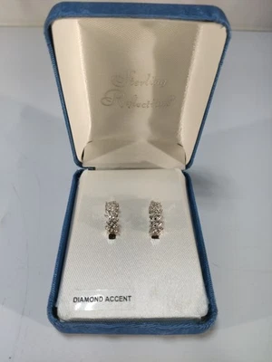 STERLING SILVER DIAMOND ACCENT 3/4” HOOP EARRINGS  - Image 1 of 4