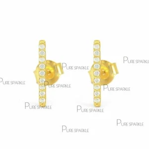 14K Gold 0,09 Ct. Laborgefertigte Diamant 12 mm kleine Stab Ohrringe feiner Schmuck - Bild 1 von 1
