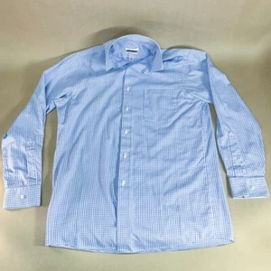 Van Heusen Flex Collar Blue Plaid Long Sleeve Dress Shirt Men's 15 32/33 - Picture 1 of 7