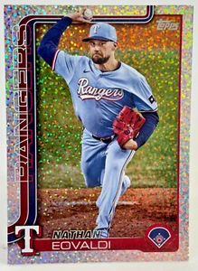 2025 Topps Serie 1 #130 Nathan Eovaldi Confetti Foil Texas Rangers - Foto 1 di 2