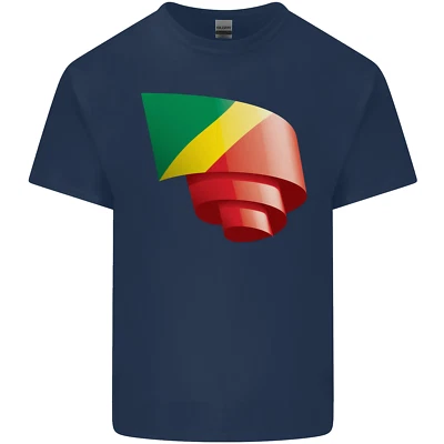 Rizado República Del Congo Bandera Día Fútbol Hombre Algodón Camiseta - Imagen 1 de 4