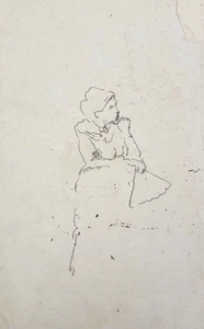 Scuola del XIX secolo Antico Disegno a Matita su Carta Studio Figura Femminile - Foto 1 di 3