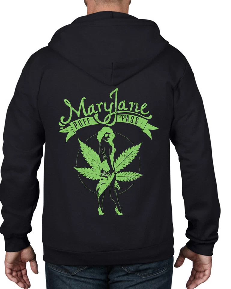 MARY JANE CANNABIS SUDADERA CON CAPUCHA CREMALLERA COMPLETA - Camiseta Hoja de Cannabis Camiseta Marihuana Foto 1 de 1