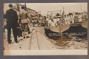 Havana CUBA RPPC 1911 U.S.S. MAINE Sinking DEAD SAILORS Coffins TO BURIAL - Picture 1 of 3