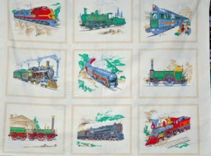 PANEL DE LOCOMOTORAS VINTAGE FUERA DE SERVICIO/RARO DE VIP - TELA 100% ALGODÓN - Imagen 1 de 6