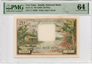 VIETNAM - SOUTH BANKNOTE 20 DONG PMG 64 UNC CONDITION - Picture 1 of 2