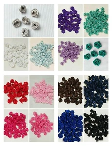 100 Pz Mini Fiori Rose Nastro Raso 16mm Vari Colori per Bomboniere - Picture 1 of 27