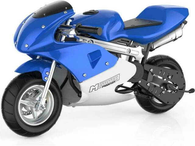 MotoTec 49cc 2-Stroke Phantom Gas Mini Motorcycle Pocket Bike - Blue