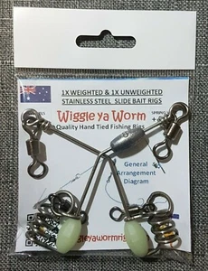 1x Weighted & 1x Unweighted Stainless Steel Slide Rigs for BIG baits/fish, - Picture 1 of 12
