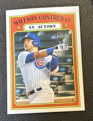 2021 Topps Heritage In Action Willson Contreras #42 Chicago Cubs - Image 1 of 2