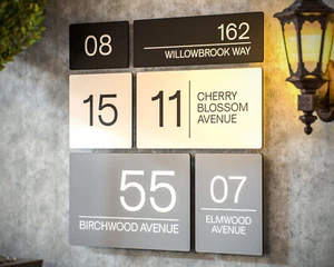 Modern House Number Plaques Composite Personalised Signs Door Plaque Numbers - Picture 1 of 14