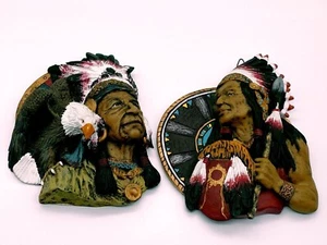 Vintage Set of Two Indian Wall Plaques Hangings Home Decore - Picture 1 of 12