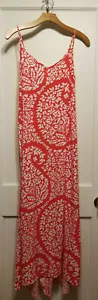 Gap Factory Hi-Low Maxi Dress, 100% Rayon, Coral Print, Size M, NWT - Picture 1 of 9