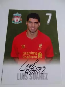 LIVERPOOL FC LEGEND LUIS SUAREZ SIGNED PRE-PRINT RARE OFFICIAL CLUB CARD - Picture 1 of 1