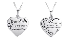 Collar Corazón Every Love Story Love Plata Esterlina Aniversario REGALO Nuevo - Imagen 1 de 3