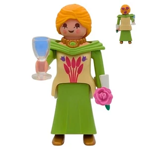 Playmobil Figure Woman Dress Green Cup Flower Medieval Loose Castle - Picture 1 of 1