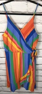 NWT GB Girls Size XL Multicolor Striped Sleeveless Ruffled Wrap Dress - Picture 1 of 6