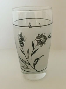 Libbey Frosted Drinking Glass Tumbler Silver Wheat Libby Mid Century Vtg - Picture 1 of 5
