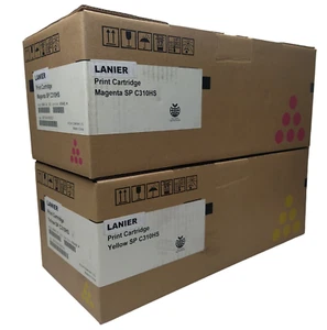 Lanier Ricoh GENUINE SP C310HS Set Of Two 2 Toners MAGENTA YELLOW 406485 406486 - Picture 1 of 8