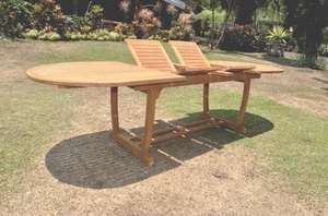 Grade-A Teak Wood 117" Mas Oval Double Extension Dining Table Outdoor Patio New - Picture 1 of 2
