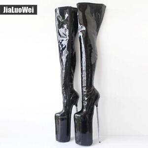 Details about  / Lace Up Extreme High Heel Fetish Heelless Horse Sole Sm High Leg Boots Zhq03