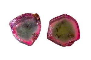 WATERMELON Tourmalines - Slices PAIR 6.50ct Natural OLD Stock - Picture 1 of 9