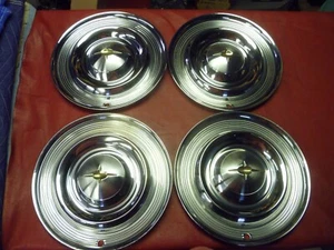 VINTAGE 1957 OLDSMOBILE DYMAMIC 88 14" HUBCAPS WHEEL COVERS - Picture 1 of 6