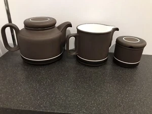 VINTAGE HORNSEA POTTERY' CONTRAST' 1977 TEAPOT, LARGE JUG & SUGAR BOWL WITH LID - Picture 1 of 10