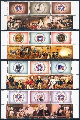 Barbuda 234-237 folded, 235a, 237a, MNH. Mi 249-260,Bl.16-17. USA-200. Paintings - Image 1 of 2