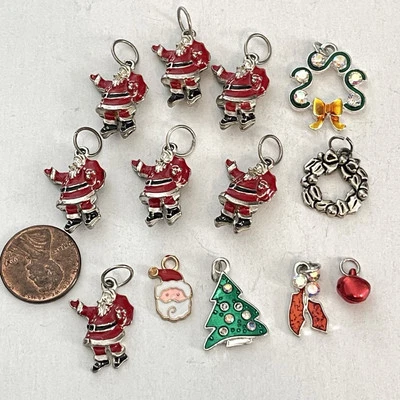 13 шт эмали Рождественский Санта смешанные подвески серебристого тона Craft ювелирных изделий лот подвеска - Изображение 1 из 2