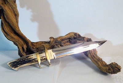 "Voorhis" Stag Half Hilt "The Fighter" A.G Russell Leather Sheath Storage Case - Image 1 of 4