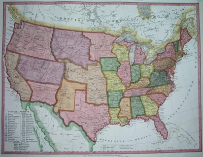 1850 XL rare ORIGINAL MAP UNITED STATES CANADA FLORIDA TEXAS NEW YORK CALIFORNIA - Image 1 of 4