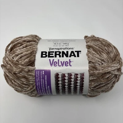 Bernat Velvet Yarn Skein Mushroom Tan Brown Beige Velvet 10.5 OZ - Image 1 of 3