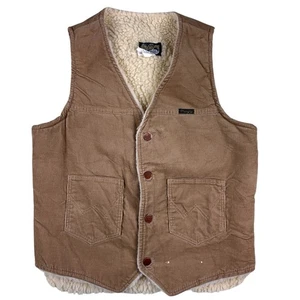 VTG Wrangler Vest Corduroy Sherpa Men M Fit S Tan Western Cowboy Rancher 70s 80s - Bild 1 von 8