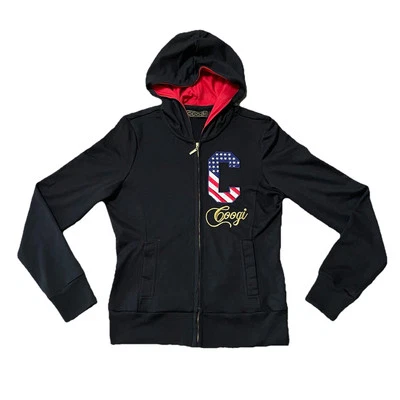 Coogi Mujer Cremallera Sudadera con Capucha Talla L Negra Loho C America Bordada NUEVA con DEFECTUOSA Foto 1 de 4