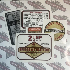 Calcomanías de motor Briggs & Stratton años 60 bordeador; 2-1/2-HP SET 5 - Imagen 1 de 1