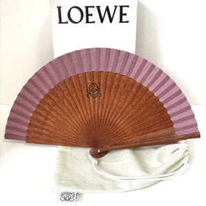 Excellent!! LOEWE Folding Fan with Pouch, Box, Sticker Mint condition Wood - Picture 1 of 13