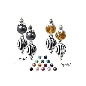 Earrings teardrop charm with pearl or crystal, choose color and fittings - Picture 1 of 19