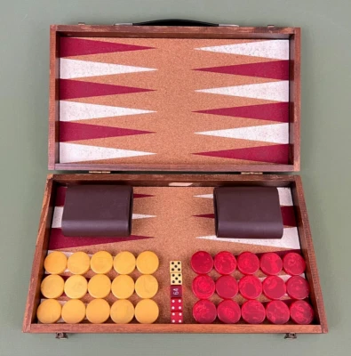 VTG Drueke Michigan Swirl Marble Red Yellow Bakelite Checkers Backgammon 1.25” - Image 1 of 4