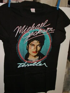 MICHAEL JACKSON VINTAGE 1982 THRILLER TOUR KONZERT Shirt Neu aus altem Lagerbestand schwarz GRÖSSE XL - Bild 1 von 2