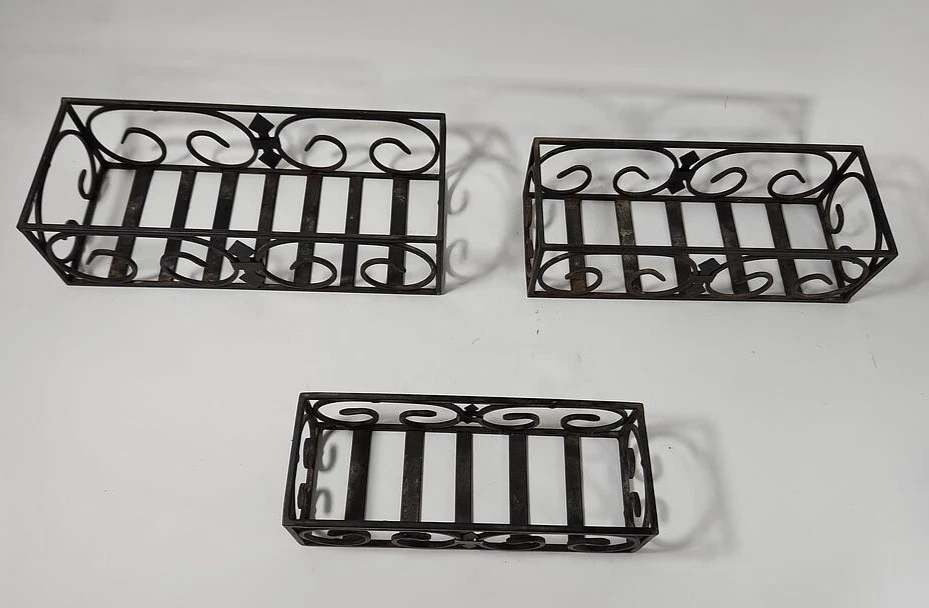 Metal Open Boxes Decorative Swirl Bronze Nesting Rectangular Crates Set of 3 - Image 1 of 4