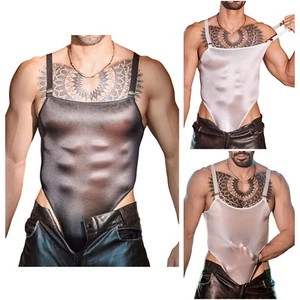 Men Leotard One Piece Bodysuit Crossdress Jumpsuit Undershirt Costume Sissy - Picture 1 of 33