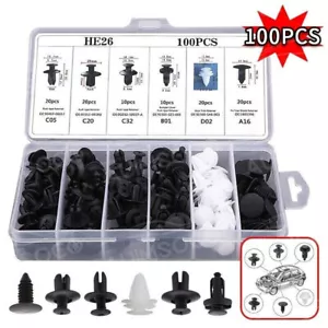 100PCS+ Bumper Clips Auto Car Hole Plastic Rivets Fastener Fender Push Pin Kit - Bild 1 von 14