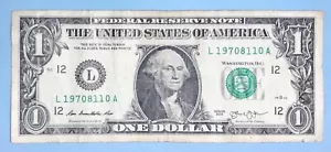 1970 August 11 Birthday Note $1 One Dollar Bill L 19708110 A ( 1970 - 8 - 11 _) - Picture 1 of 2