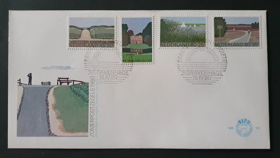 1980 NETHERLANDS NEDERLAND TOURISM SUMMER ISSUE LANDSCAPE SAILING NR 181 FDC - Image 1 of 1